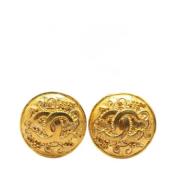 Pre-owned Metal earrings Chanel Vintage , Yellow , Dames