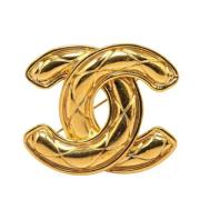 Pre-owned Metal brooches Chanel Vintage , Yellow , Dames