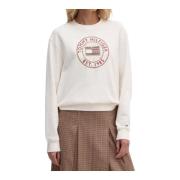 Nautische Geborduurde Sweater voor Vrouwen Tommy Hilfiger , White , Da...