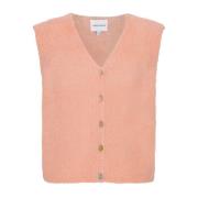 Alpaca Wol Perzik Vest American Dreams , Orange , Dames