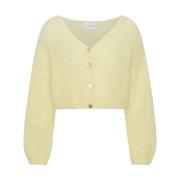 Lichtgele Geknipte Mohair Cardigan American Dreams , Yellow , Dames