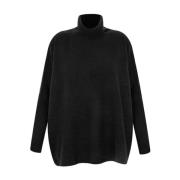 Hoge Hals Cashmere Poncho Trui Absolut Cashmere , Black , Dames