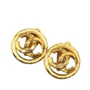 Pre-owned Metal earrings Chanel Vintage , Yellow , Dames