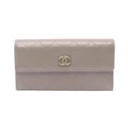 Pre-owned Leather wallets Chanel Vintage , Gray , Dames