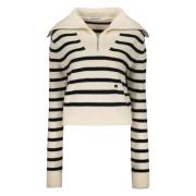 Gestreept motief ritsvest LOW Classic , Beige , Dames