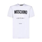 Couture Print Korte Mouw T-shirt Moschino , White , Heren