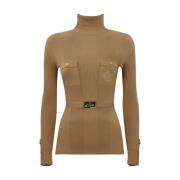 Bruine Geribbelde Trui met Hoge Hals Elisabetta Franchi , Brown , Dame...