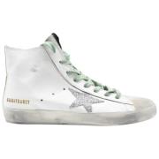 Witte Glitter Groene High Top Sneakers Golden Goose , White , Dames