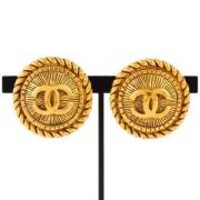 Pre-owned Fabric earrings Chanel Vintage , Yellow , Dames