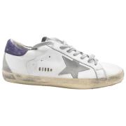 Witte en Paarse Superstar Sneakers Golden Goose , White , Heren