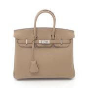 Pre-owned Leather handbags Hermès Vintage , Beige , Dames