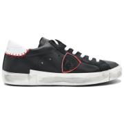 Lage Sneakers in Zwart en Rood Philippe Model , Black , Heren