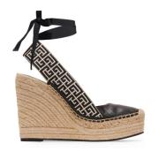 Alex monogram jacquard en leren espadrilles Balmain , Black , Dames