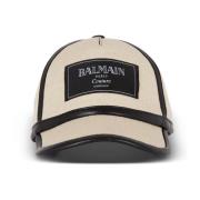 Canvas pet met Couture label Balmain , Beige , Heren