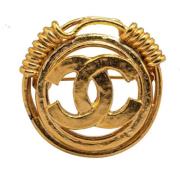 Pre-owned Metal brooches Chanel Vintage , Yellow , Dames