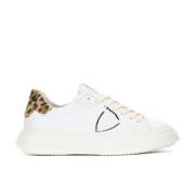 Witte Leren Leopard Print Temple Sneakers Philippe Model , White , Dam...