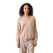 V-hals Kasjmier Poncho Trui Absolut Cashmere , Brown , Dames