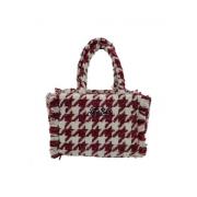 Winter Beige en Zwart Geborduurde Tas Saint Barth , Red , Dames