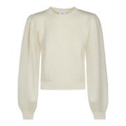 Mohair Wol Crewneck Gebreide Trui MVP wardrobe , Beige , Dames