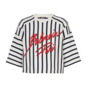 Gestreepte baseball top Balmain , White , Dames