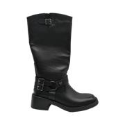 Zwarte Leren Laarzen Braccialini , Black , Dames