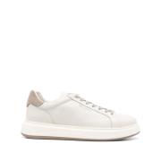 Witte Leren Sneakers Veters Logo Patch Woolrich , White , Heren