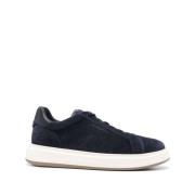 Blauwe Sneakers met Leren Details Woolrich , Blue , Heren