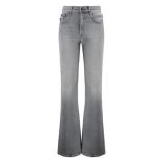 Metalen Knoop Straight Leg Jeans Mother , Gray , Dames