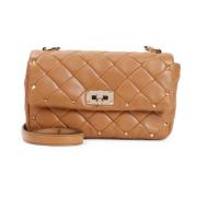 Almond Beige Spike Schoudertas Valentino Garavani , Brown , Dames