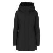 Zwarte Parka met Afneembare Capuchon Woolrich , Black , Dames