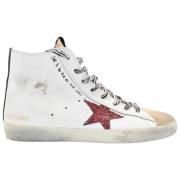 Wit Rood Glitter Ster Zebra Sneakers Golden Goose , White , Dames