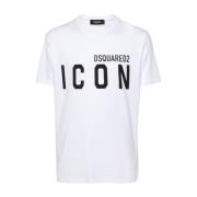 Logo Print Crew Neck T-shirt Dsquared2 , White , Heren