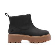 Zwarte leren enkellaarzen Timberland , Black , Dames