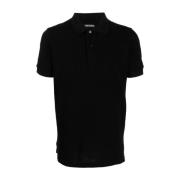 Zwarte Katoenen Poloshirt Tom Ford , Black , Heren