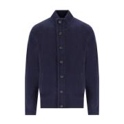 Blauwe Patch Cardigan met Suède Afwerking Barbour , Blue , Heren