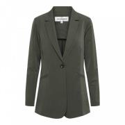 Lange Ongevoerde Blazer in Militaire Stijl &Co Woman , Green , Dames