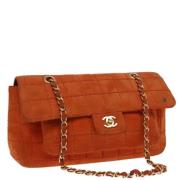 Pre-owned Suede chanel-bags Chanel Vintage , Orange , Dames