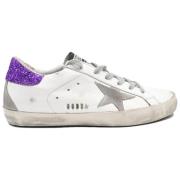 Superstar Wit Grijs Ster Paarse Glitter Golden Goose , White , Dames