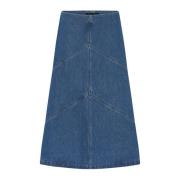 Donkerblauwe Denim A-Lijn Rok Bruuns Bazaar , Blue , Dames