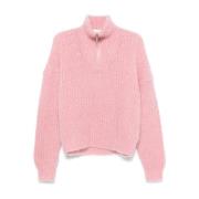 Hoge Hals Rits Trui in Roze Ba&Sh , Pink , Dames