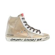 Goud IJs en Wit Sneakers Golden Goose , Beige , Dames