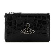 Stijlvolle Zwarte Leren Kaarthouder Vivienne Westwood , Black , Dames