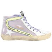 Roze Canvas Leren Sneakers Lila Veters Golden Goose , Multicolor , Dam...