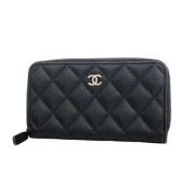 Pre-owned Leather wallets Chanel Vintage , Black , Dames