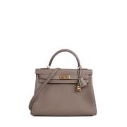 Pre-owned Leather handbags Hermès Vintage , Gray , Dames