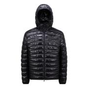 Zwarte Gewatteerde Hoodiejas Moncler , Black , Heren