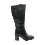 Zwarte Leren Laarzen Cinzia Soft , Black , Dames