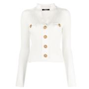 Witte Geknoopte Gebreide Vesten Balmain , White , Dames