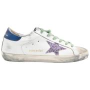 Witte Fuchsia Glitter Ster Sneakers Golden Goose , White , Dames