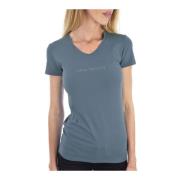 Studded Logo Slim Fit V-Neck T-Shirt Emporio Armani , Gray , Dames